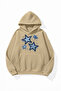 Unisex Soft Textured Denim Stars Printed Design Oversize 3 Thread Hoodie Sweatshirt