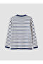 Vizyon New Season Navy Blue Crew Neck Striped Boys' Knit Sweater - 4