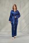 Women's Kimono Satin Dressing Gown and Long Pajama Set Peony & Belted Piping Stylish Home Wear Set Nightgown Set - 5