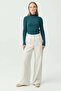 Women's Half Turtleneck Knit Sweater with Sleeve Detail - 4