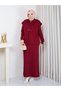 Vest Full Length Stylish Knitwear Set Burgundy - 3