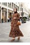 Women's Plus Size Patterned Woven Viscose Fabric Long Dress - 2