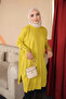 Oil Green Crew Neck Mercerized Loose Knitwear Tunic with Cufflinks - 4