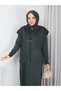 Vest-Style Full-Length Stylish Knitwear Set Khaki - 4
