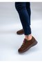 5501 Eren Shoes&Bag Genuine Leather Flat Heels Rubber Lacing Detailed Comfortable Daily Shoes Real Leather Nubuck Brown - 2