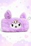 Cute Cat Purple Kuromi Patterned Plush Pencil Case – Large Capacity Zippered Organizer Pen Holder - 3