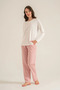 Women's Pajama Set, Combed Modal, 50% Cotton 50% Modal, Round Neck, with Pockets, Have a Super Day Printed - 5