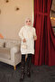 Mercerized Loose Knitwear Tunic with Stone Crew Neck Cufflinks - 3