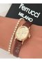 Leather Cord Minimal Oval Case Roman Numeral Women's Wristwatch 2 Years Warranty 3 Atm Water Resistant + Bracelet Gift