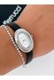 Leather Cord Oval Case Women's Wristwatch 2 Years Warranty 3 Atm Water Resistant + Bracelet Gift - 2