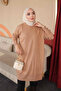 Biscuit Crew Neck Cufflink Mercerized Loose Knitwear Tunic
