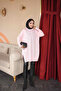 Candy Pink Crew Neck Mercerized Loose Knitwear Tunic - 2