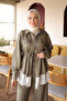 Khaki Waist Tie Tunic Trousers Suit - 4