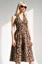 Leopard Patterned Flared Women's Strap Dress - 6