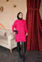 Dark Fuchsia Crew Neck Mercerized Loose Knitwear Tunic with Cufflinks - 3