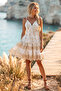 Italian Ecru Strapless Neckline Lined Skirt Ruffle Adjustable Strap Ruched Woven Dress 90 50 - 6