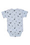 Unisex Blue Black Crescent and Star Patterned Short Sleeve Bodysuit - 2