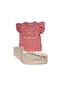 Girl's Dusty Rose Beige Tied Pants 2-Piece Set