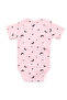 Unisex Pink Black Star and Moon Patterned Short Sleeve Bodysuit - 2
