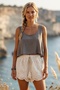 Italian Ecru Lined Tasseled Tie-Up Elastic Waist Casual Scalloped Woven Shorts 36 55 - 3