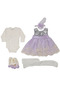 Baby Girl Lilac Gray Sequined Floral Guipure Dress Mevlüt Set