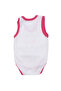 Baby Girl White Fuchsia Piped Romper with Strap and the Words'My Father Loves Me' Written on It - 2