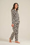 Women's Pajama Set, Combed Modal, 50% Cotton 50% Modal, Shirt Collar, Front Buttoned, with Pockets - 5