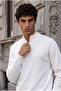 Lorenzo Premium High Collar Viscose Half-Zip Men's Knitwear Sweater - Ecru - 4