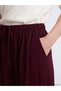 Vizyon New Season Burgundy Wide Leg Women's Trousers with Elastic Waist - 3
