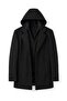 Men's Windproof Wool Blend Zipper Detailed Hooded Cashmere Coat