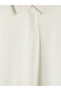 Vizyon New Season Beige Shirt Collar Soft Touch Women's Sweatshirt Tunic - 6