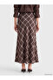 Vizyon New Season Brown Waist Zippered Diamond Patterned Flared Skirt - 4