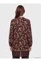 Vizyon New Season Brown Crew Neck Floral Pleated Women's Tunic - 4