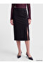 Vizyon New Season Black Ornamental Buttoned Slit Skirt - 2