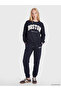 Özmarka New Season Navy Blue Embroidered Oversize Women's Sweatshirt - 2