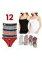 Tutku-12-Pack, 6 Underpants, 2 Elastane Straps, Ribbed Undershirt, 4 Mixed Socks, Bamboo