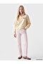 Vizyon New Season Beige Embroidered Oversize Women's Thick Sweatshirt - 2