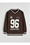 Ozmarka New Season Brown V-Neck Oversize Women's Thick Sweatshirt - 5
