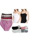 Tutku-6 Pieces of Tutku Multi-Colored Panties, 2 Pieces of Elastane Undershirts with Rope Straps, 4 Pieces of Socks