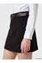 Seray New Season Brown Striped A-Line Mini Skirt with Zipper at the Waist - 3