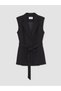 Peak New Season Black Belted Linen Blend Women's Classic Vest - 5