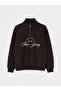 Vizyon New Season Brown High Collar Oversize Women's Thick Sweatshirt - 5