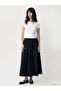 Vizyon New Season Black Elastic Waist Flared Skirt with Pockets