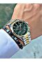Yellow silver color - green dial royal series men's wristwatch - comes with a free bracelet - 6