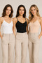 Women's 3-Piece Thin Strap V-Neck Modal Cotton Flexible Undershirt Black-White-Salmon