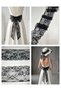 Black Flower Patterned Lycra-Free Tulle Lace (10 cm Wide) - 5