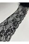 Black Flower Patterned Lycra-Free Tulle Lace (10 cm Wide) - 6
