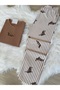 Mink Dog Patterned Soft Winter Waffle Knitted Pajama Set - 4