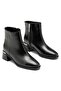 Women's Thick Short Heeled Round Toe Zippered Casual Black Boots