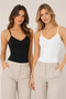 Women's 2-Piece Thin Strap V-Neck Modal Cotton Flexible Undershirt Black-White
